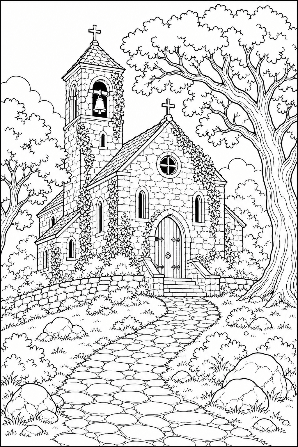 Igreja antiga para colorir para colorir