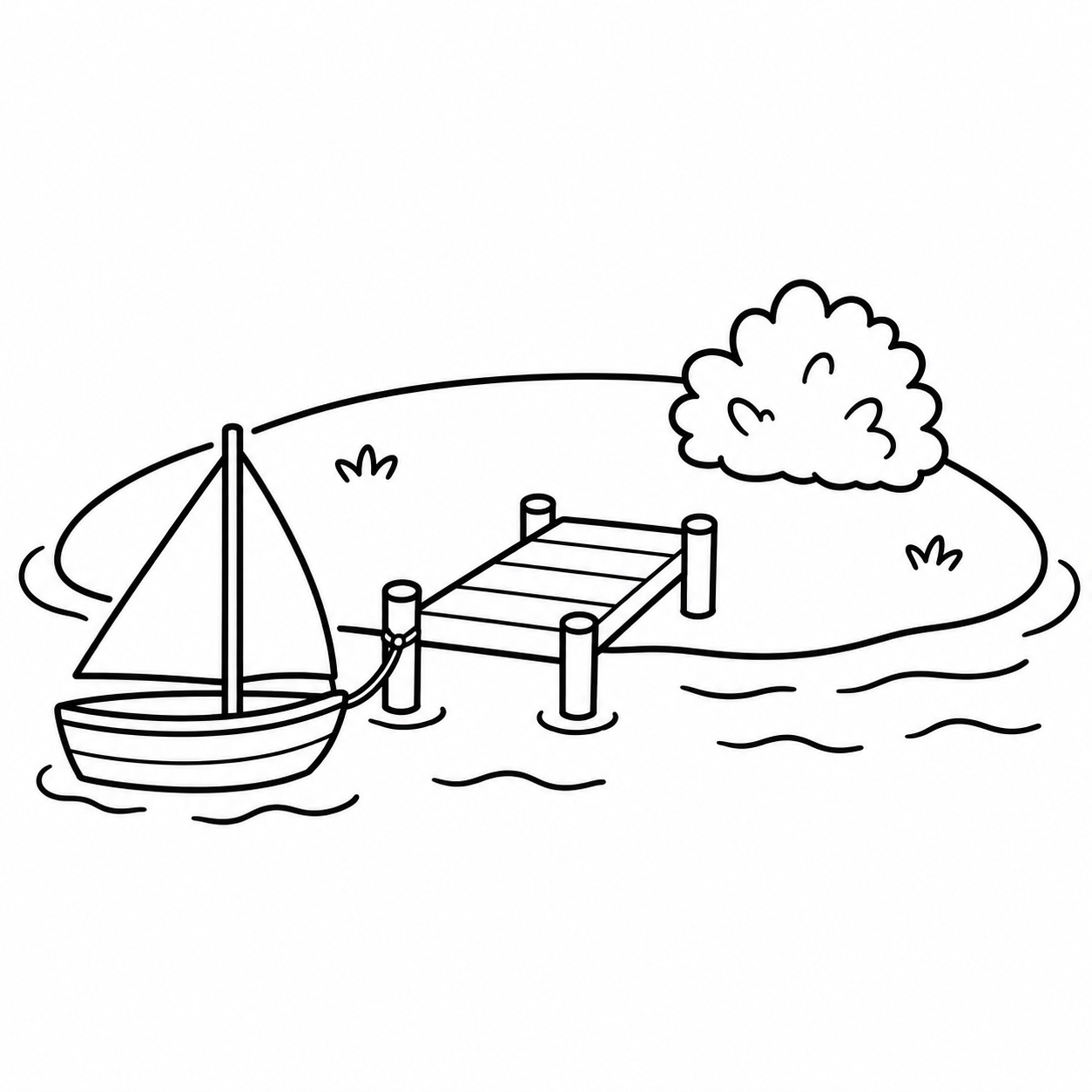 Ilha com barquinho para colorir para colorir