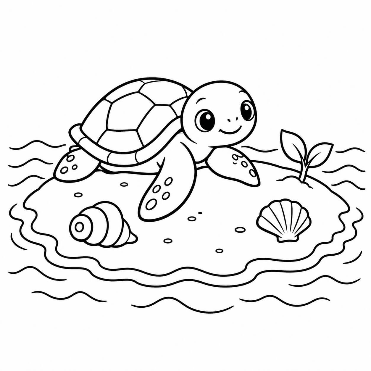 Ilha com tartaruga para colorir para colorir