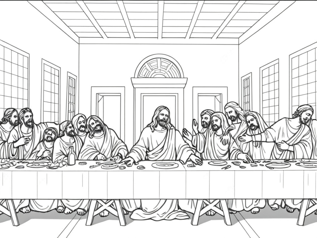 A santa ceia para colorir para colorir