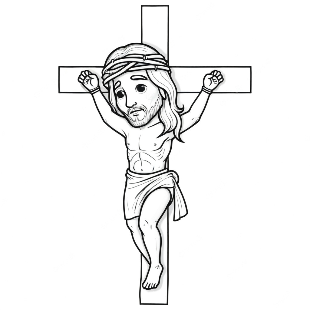 Jesus e cruz para colorir para colorir