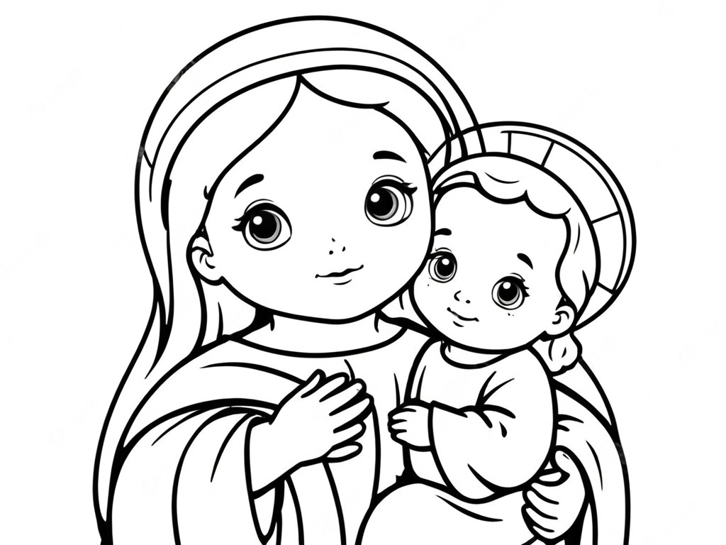 Jesus e maria para colorir para colorir