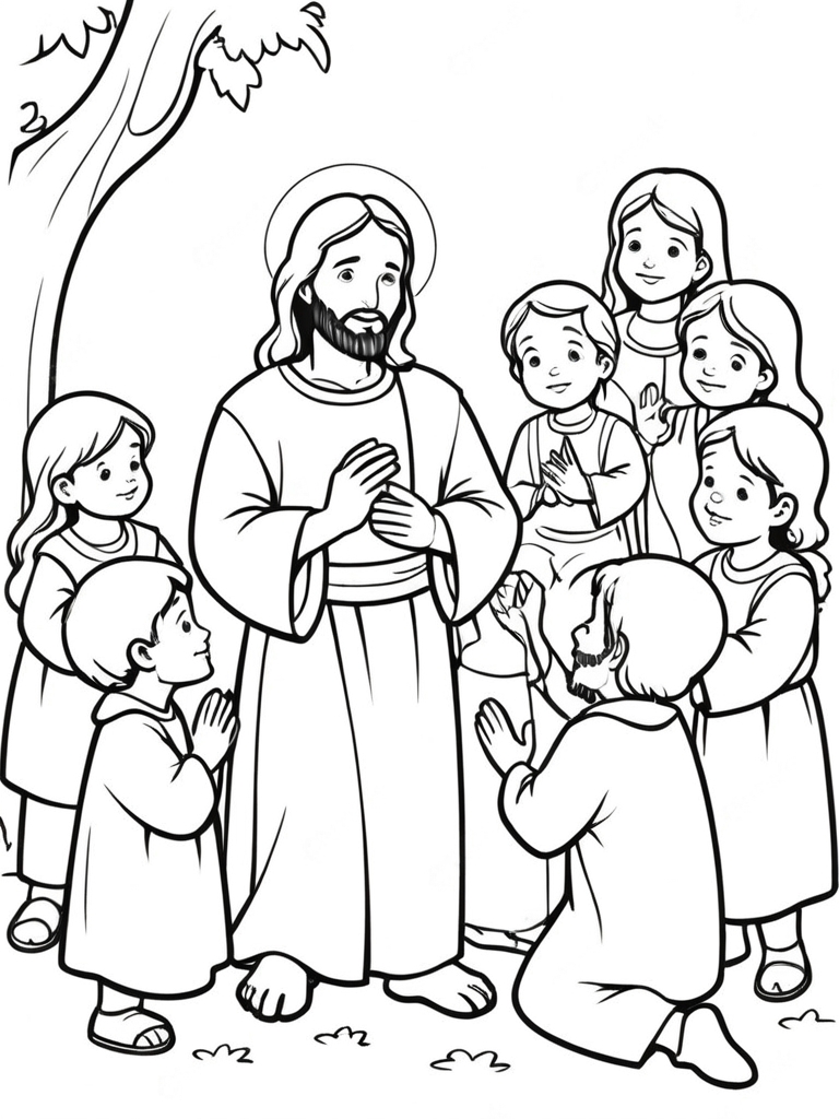 Jesus ensinando criancas para colorir para colorir