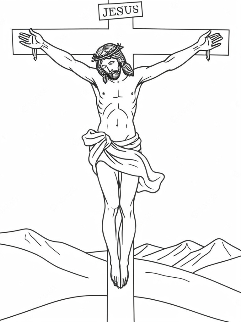 Jesus pregado para colorir para colorir
