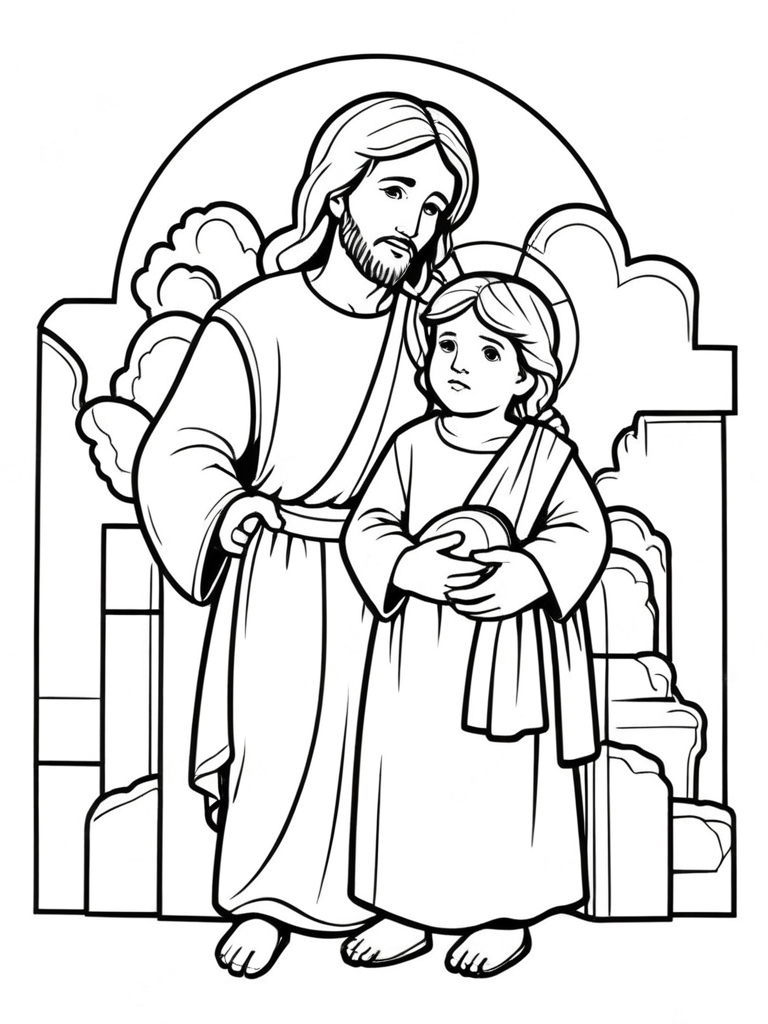 Jose e seu filho jesus para colorir para colorir