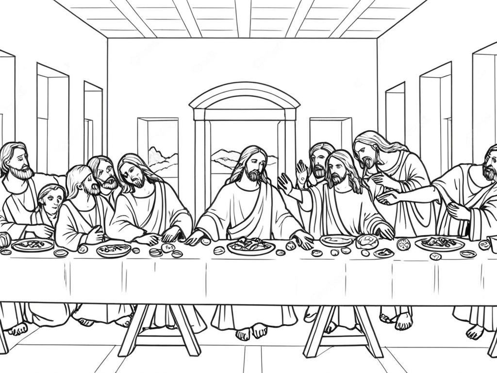 Santa ceia para colorir para colorir