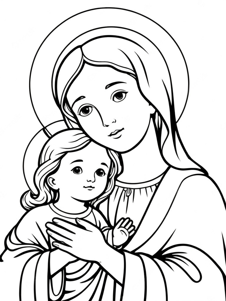 Virgem maria e jesus para colorir para colorir