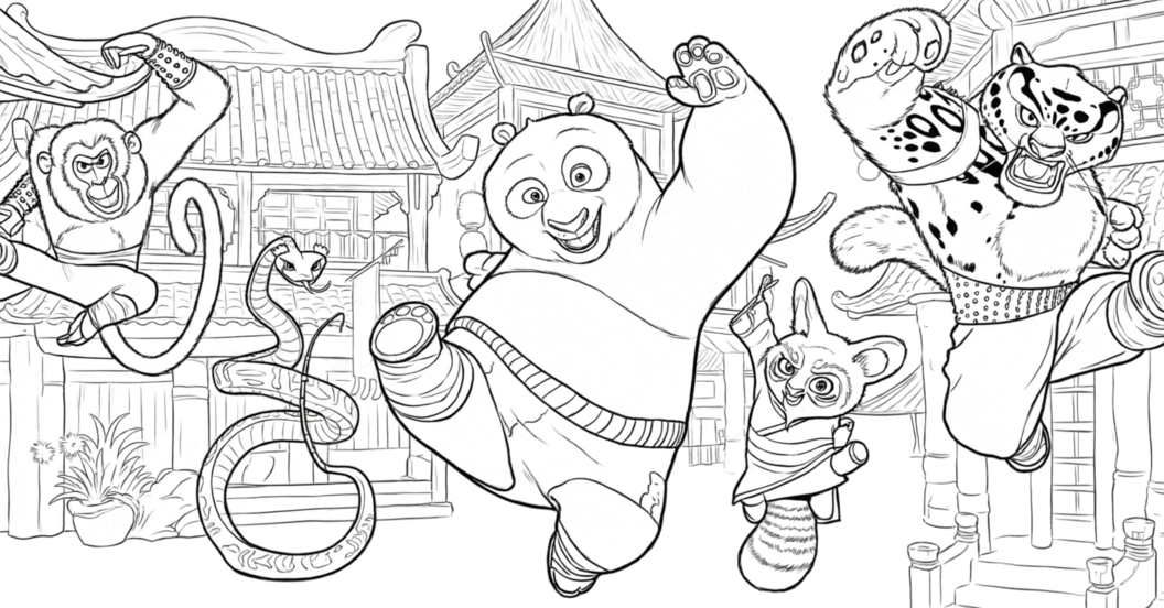 Kung fu panda personagens para colorir para colorir