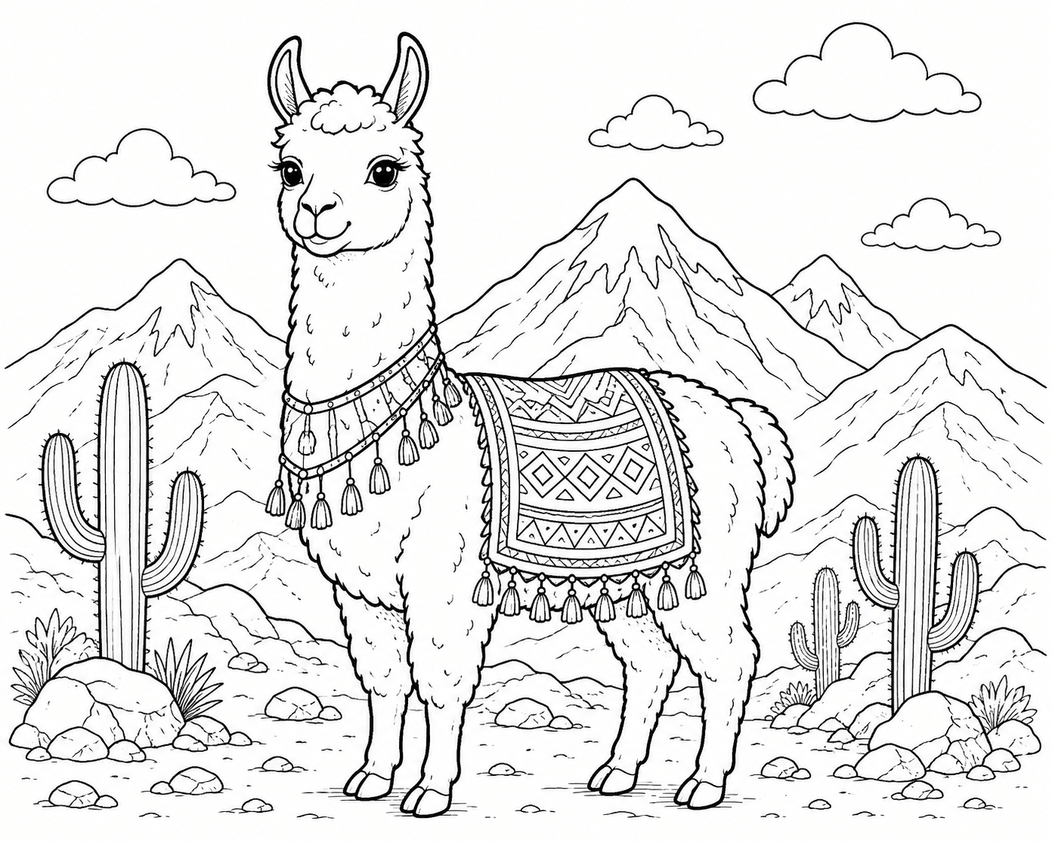 Lhama realista para colorir para colorir
