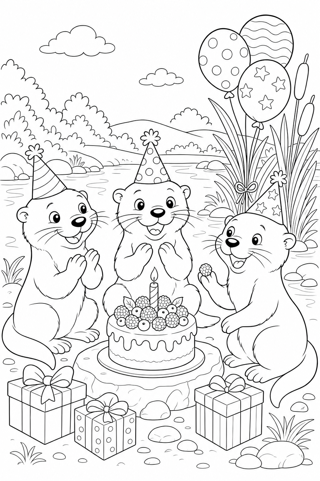 Aniversario da lontra para colorir para colorir