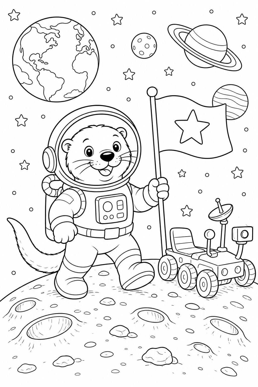 Lontra astronauta para colorir para colorir