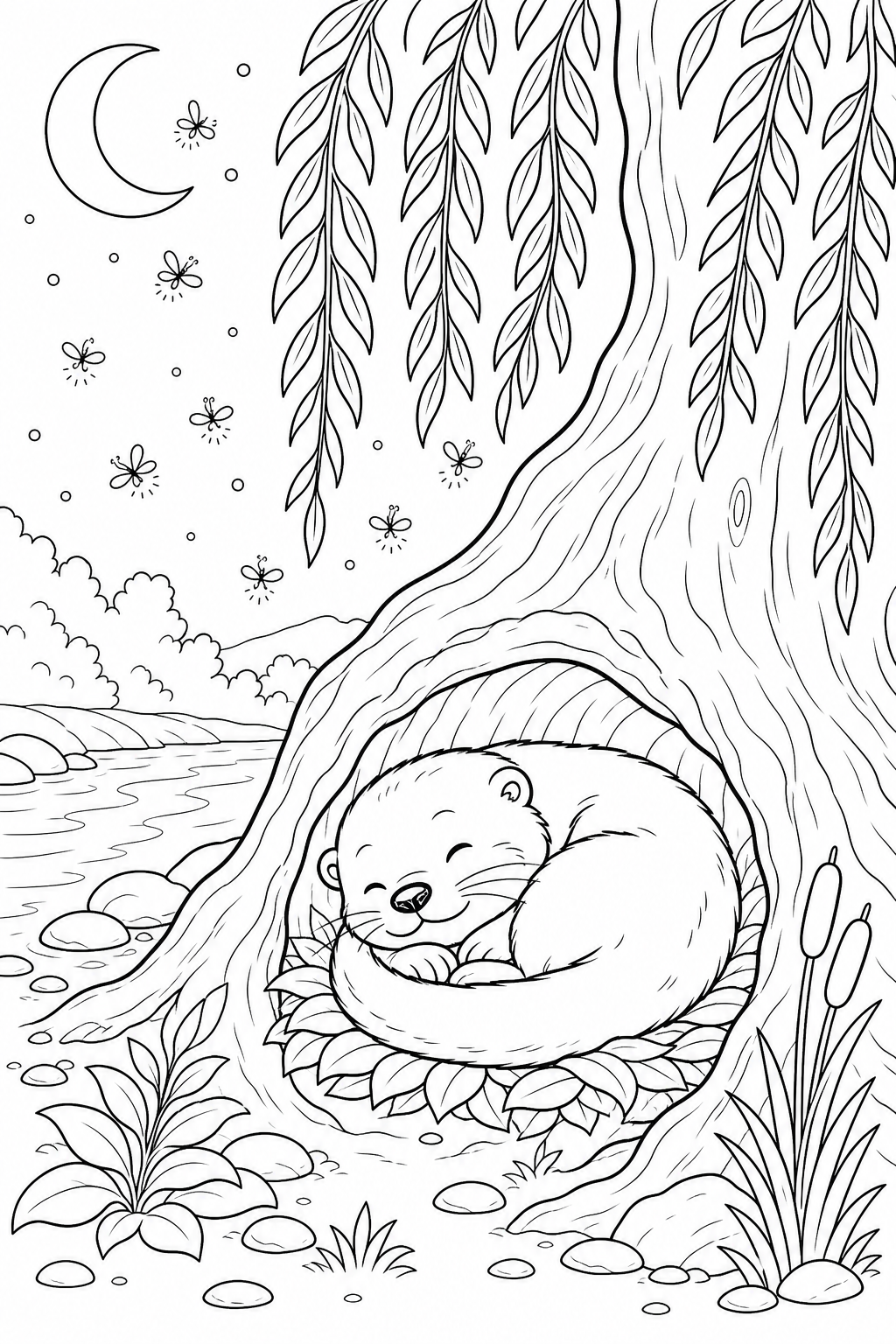 Lontra dormindo para colorir para colorir
