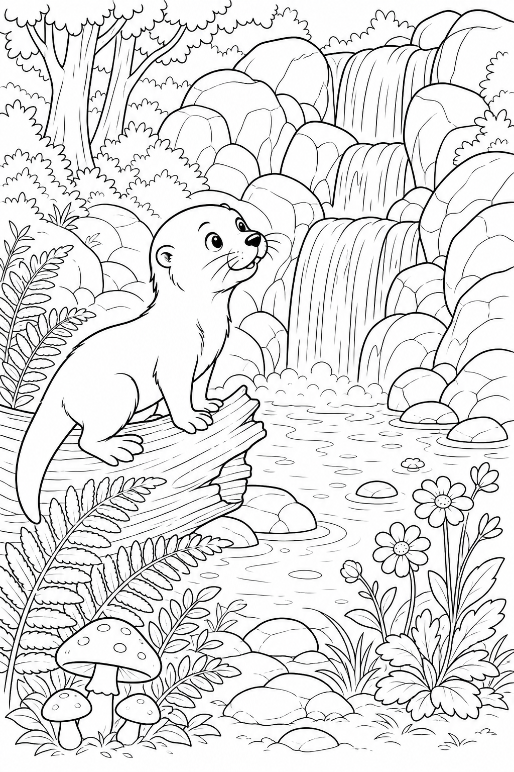 Lontra na cachoeira para colorir para colorir