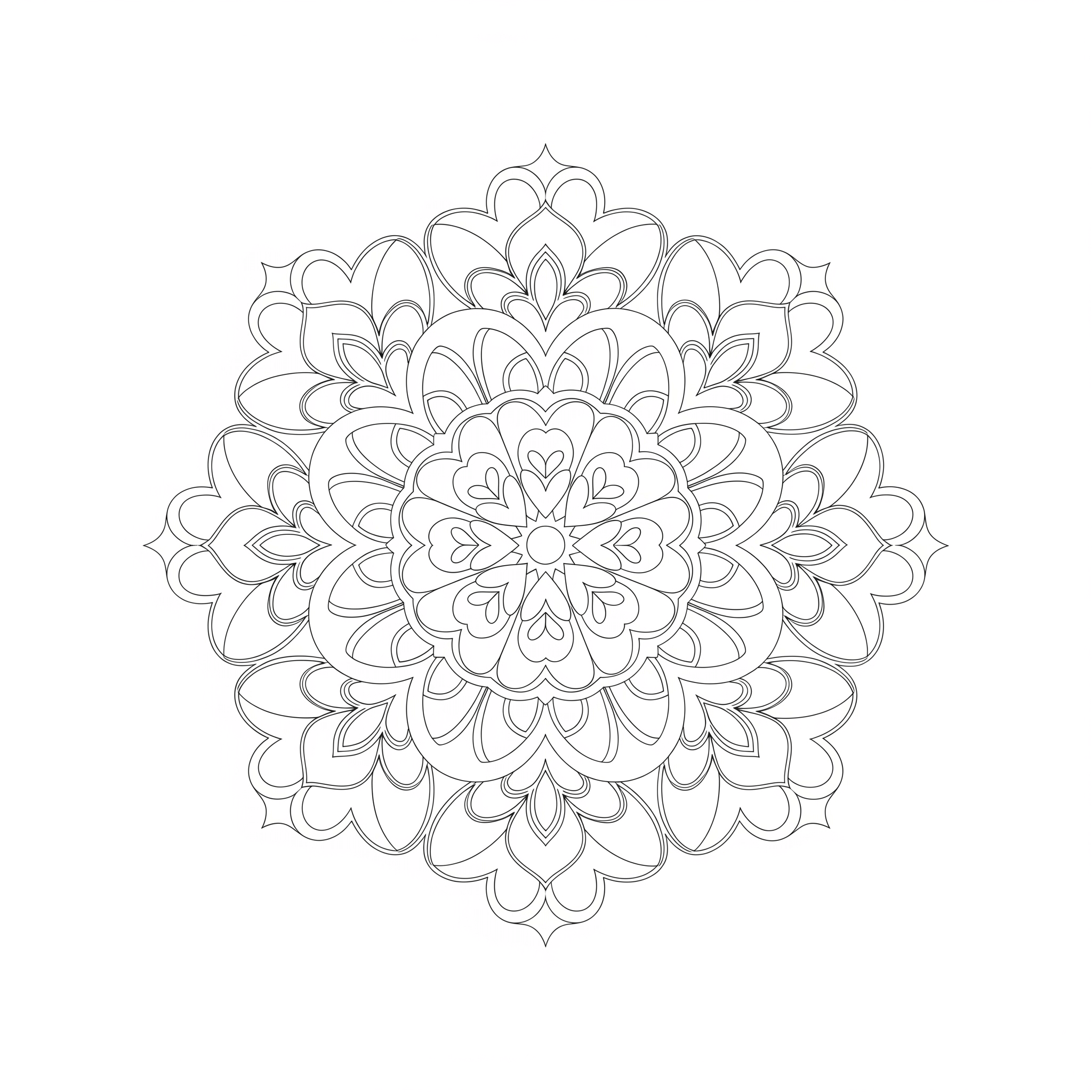 Mandala com coracoes para colorir para colorir
