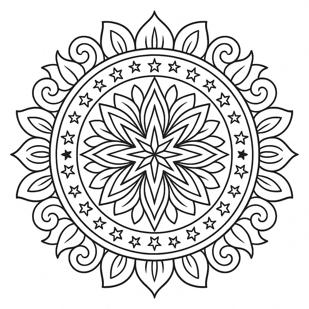 Mandala estrelada para colorir para colorir