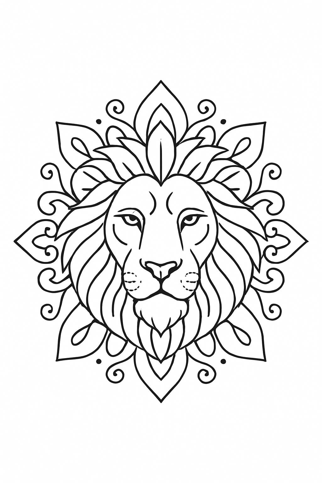 Mandala leao simplificada para colorir para colorir