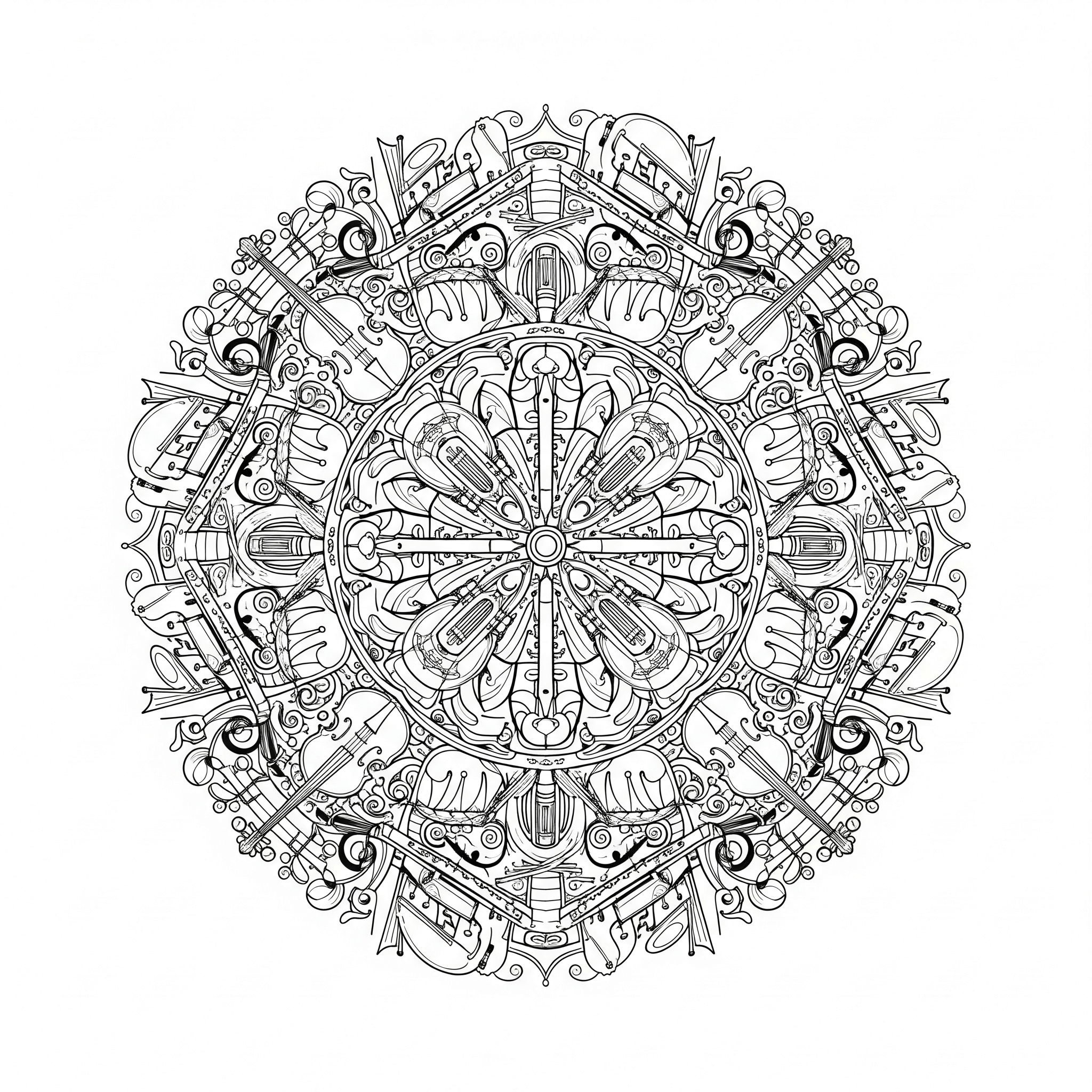 Mandala musical para colorir para colorir