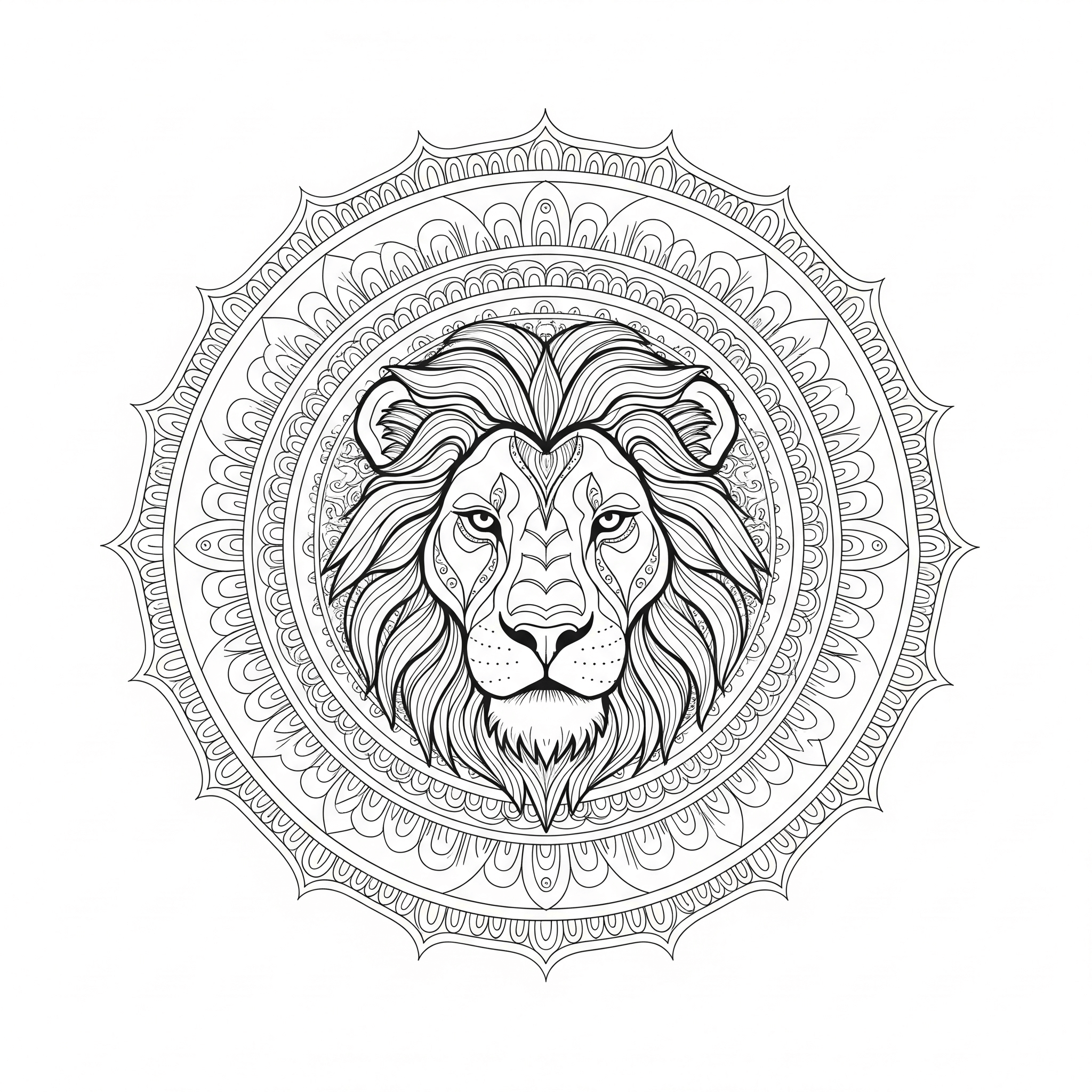 Mandala rosto de leao para colorir para colorir