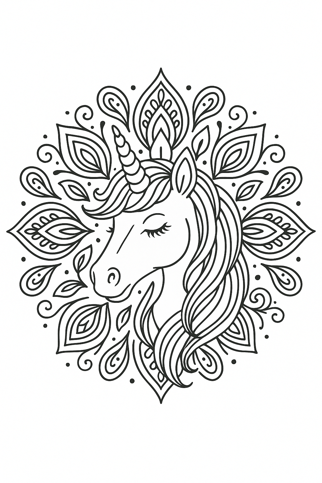 Mandala unicornio para colorir para colorir