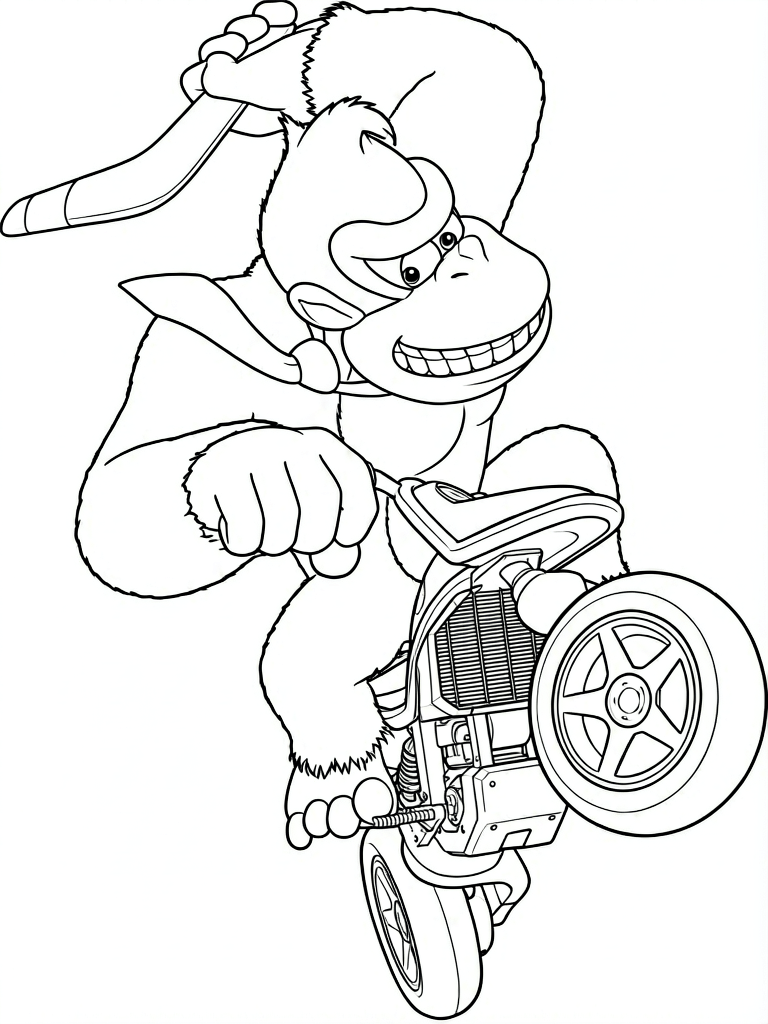 Donkey kong na moto para colorir para colorir