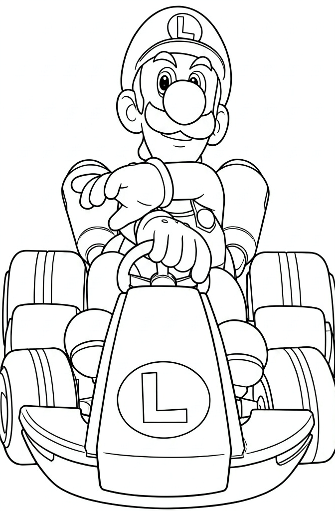 Luigi no kart verde para colorir para colorir