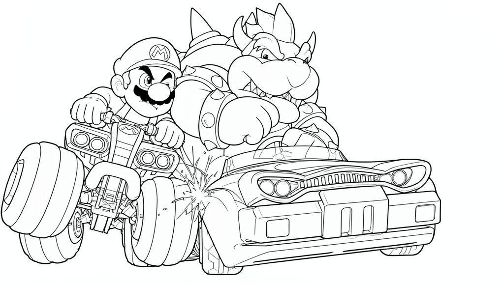 Mario contra bowser para colorir para colorir