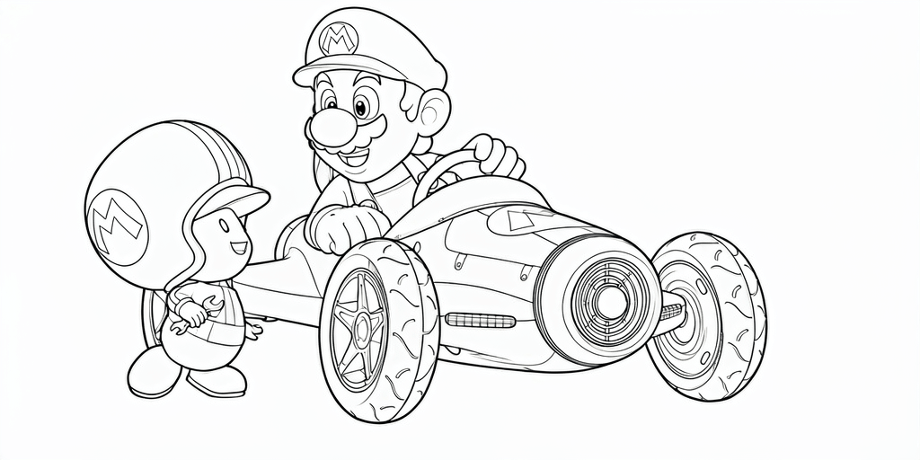 Mario e toad mecanico para colorir para colorir