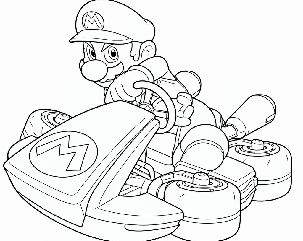 Mario fazendo drift para colorir para colorir