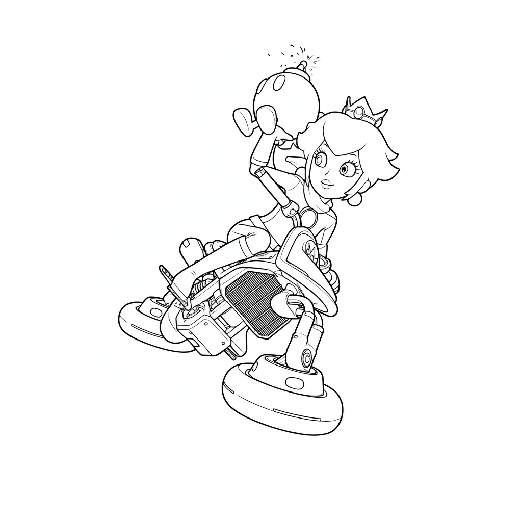 Peach com bob omb para colorir para colorir
