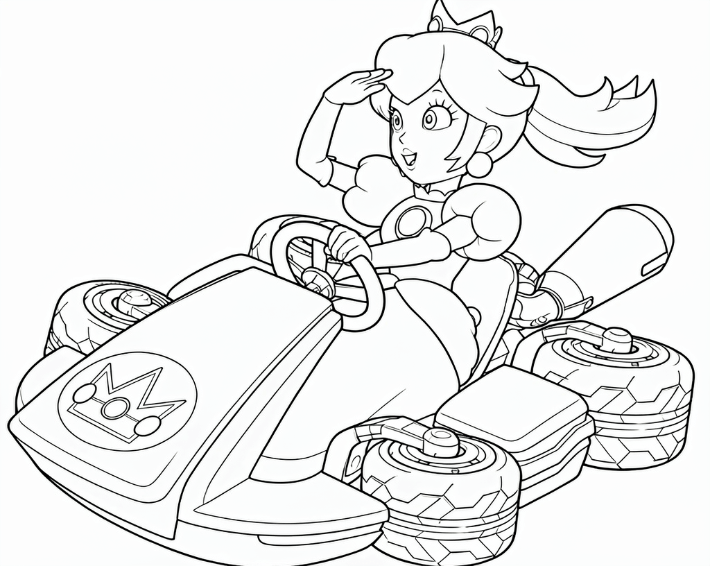 Princesa peach no kart rosa para colorir para colorir