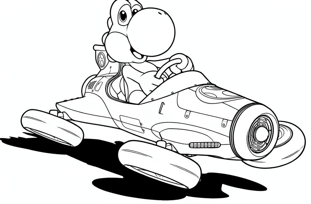 Yoshi no kart azul para colorir para colorir