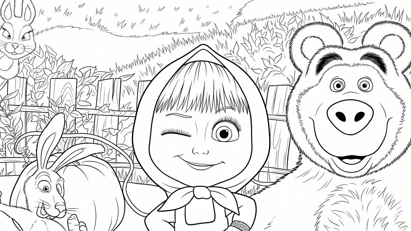 Desenho masha e o urso para colorir para colorir