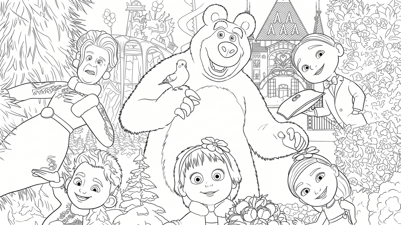 Masha e o urso personagens para colorir para colorir