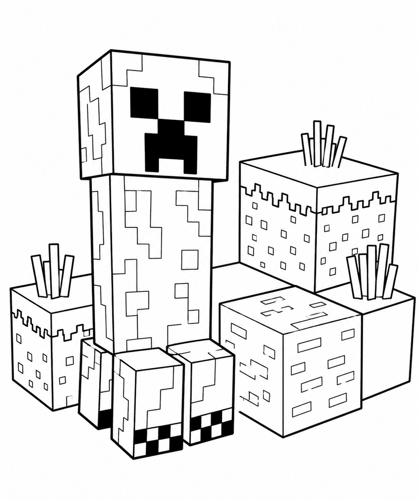 Minecraft creeper para colorir para colorir