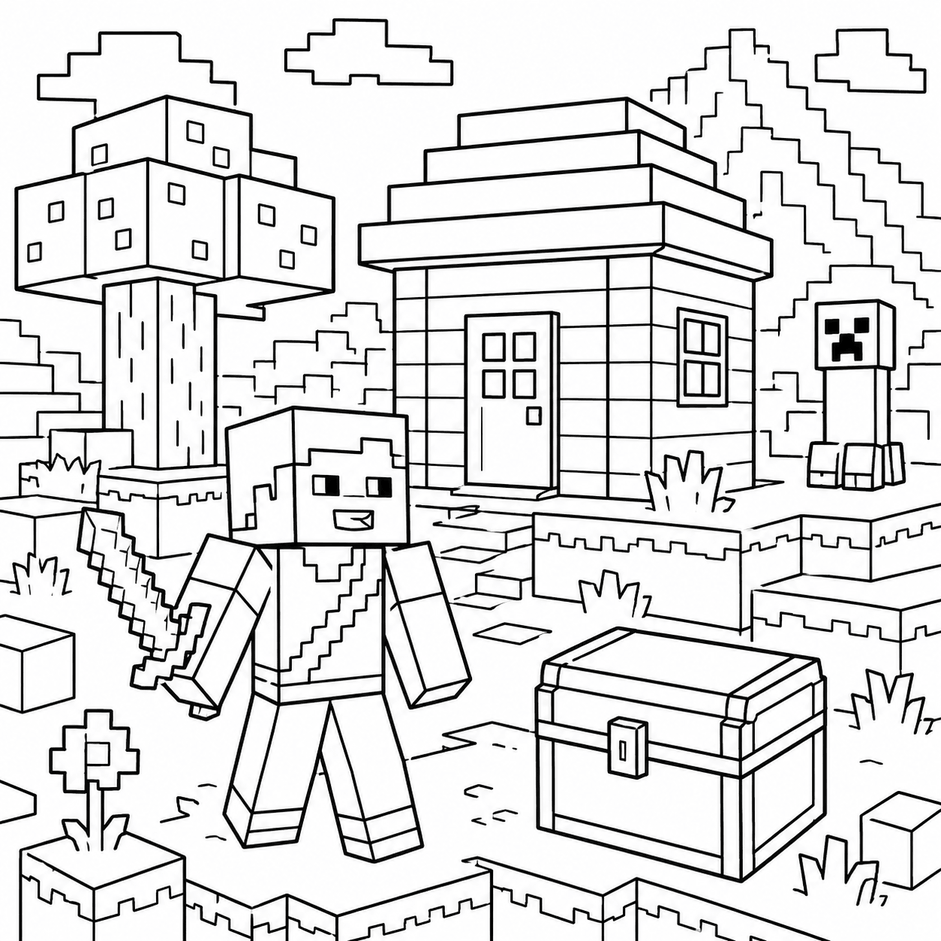 Minecraft desenho para colorir para colorir