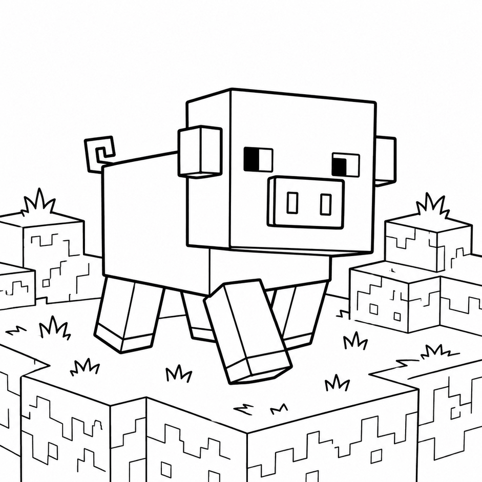 Minecraft porco para colorir para colorir