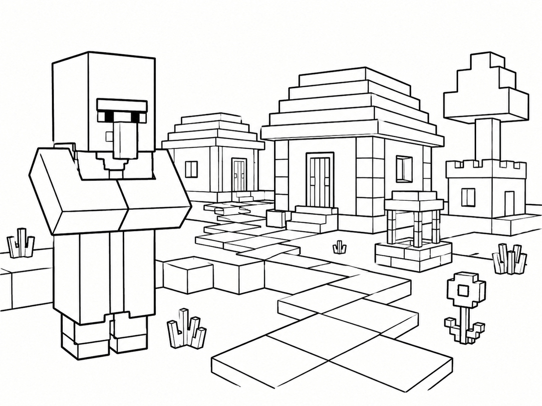 Minecraft vila para colorir para colorir