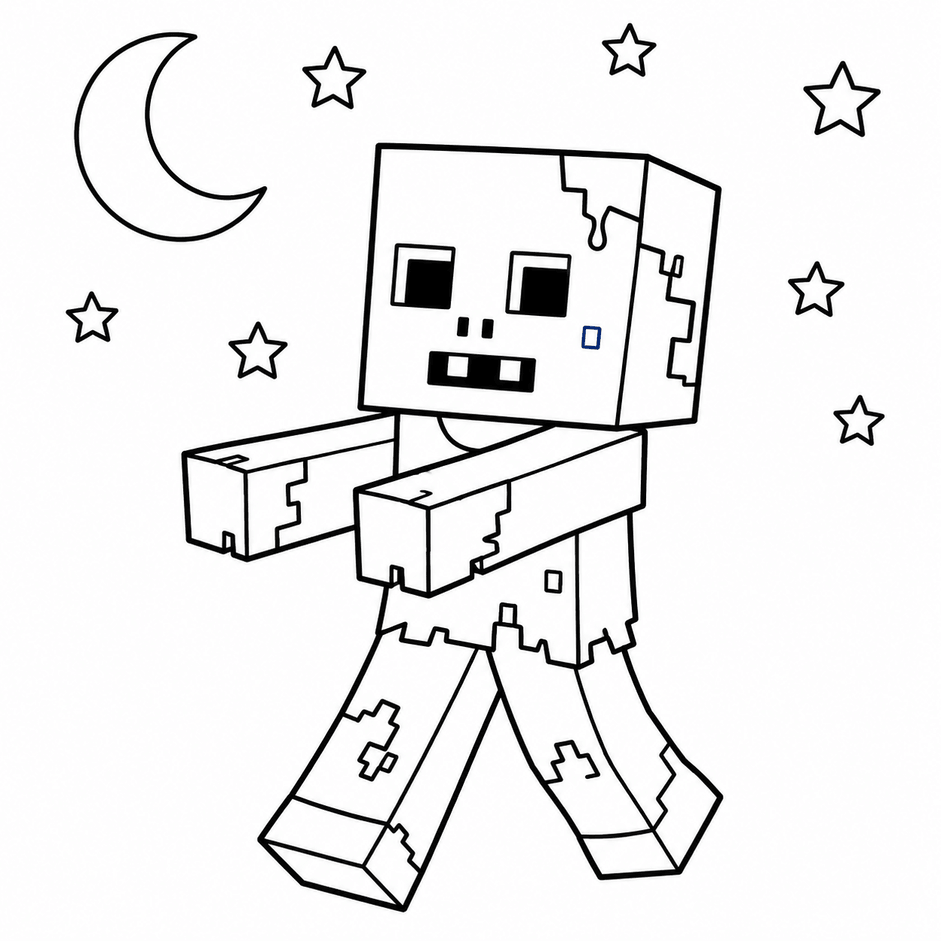 Minecraft zumbi para colorir para colorir