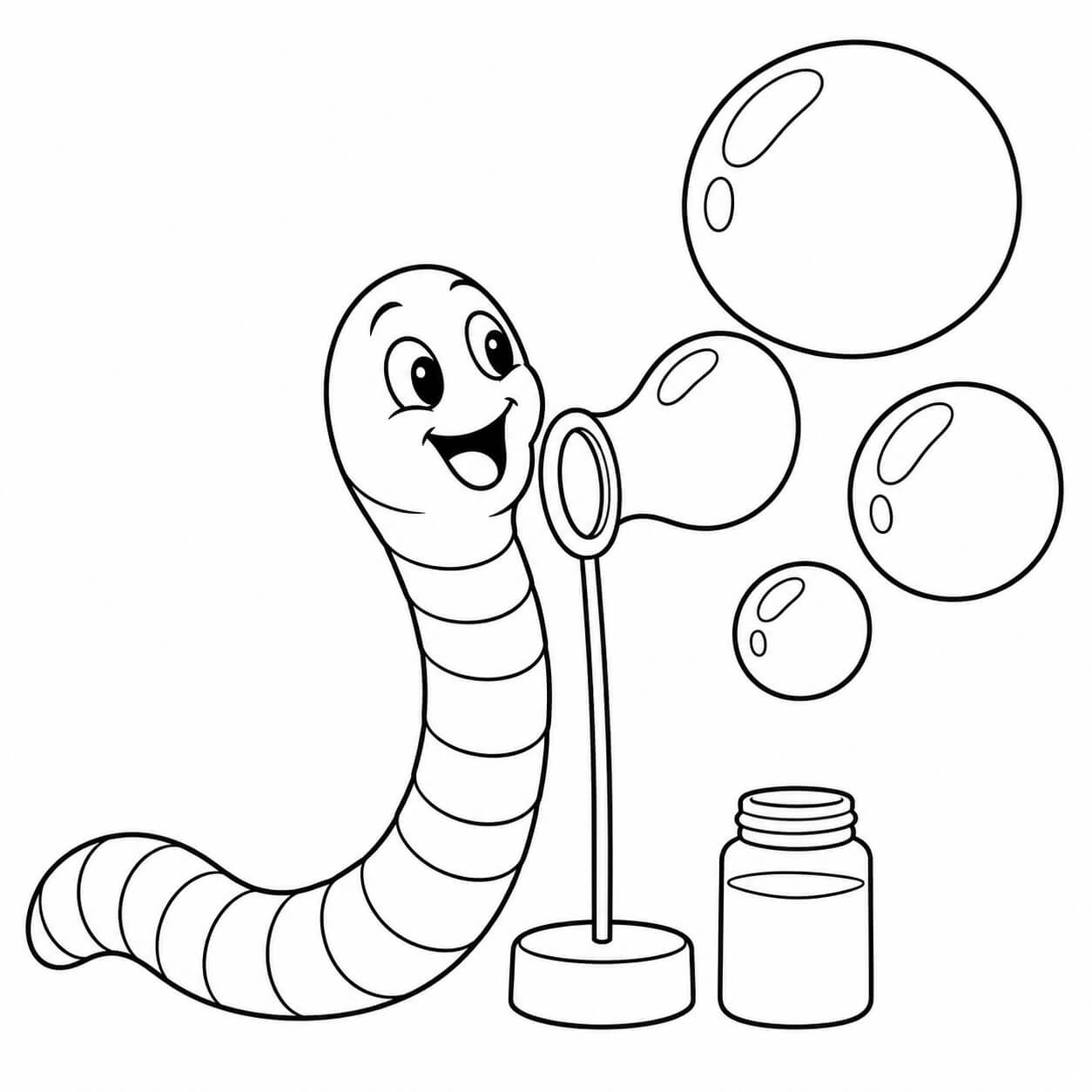 Minhoca com bolhas de sabao para colorir para colorir