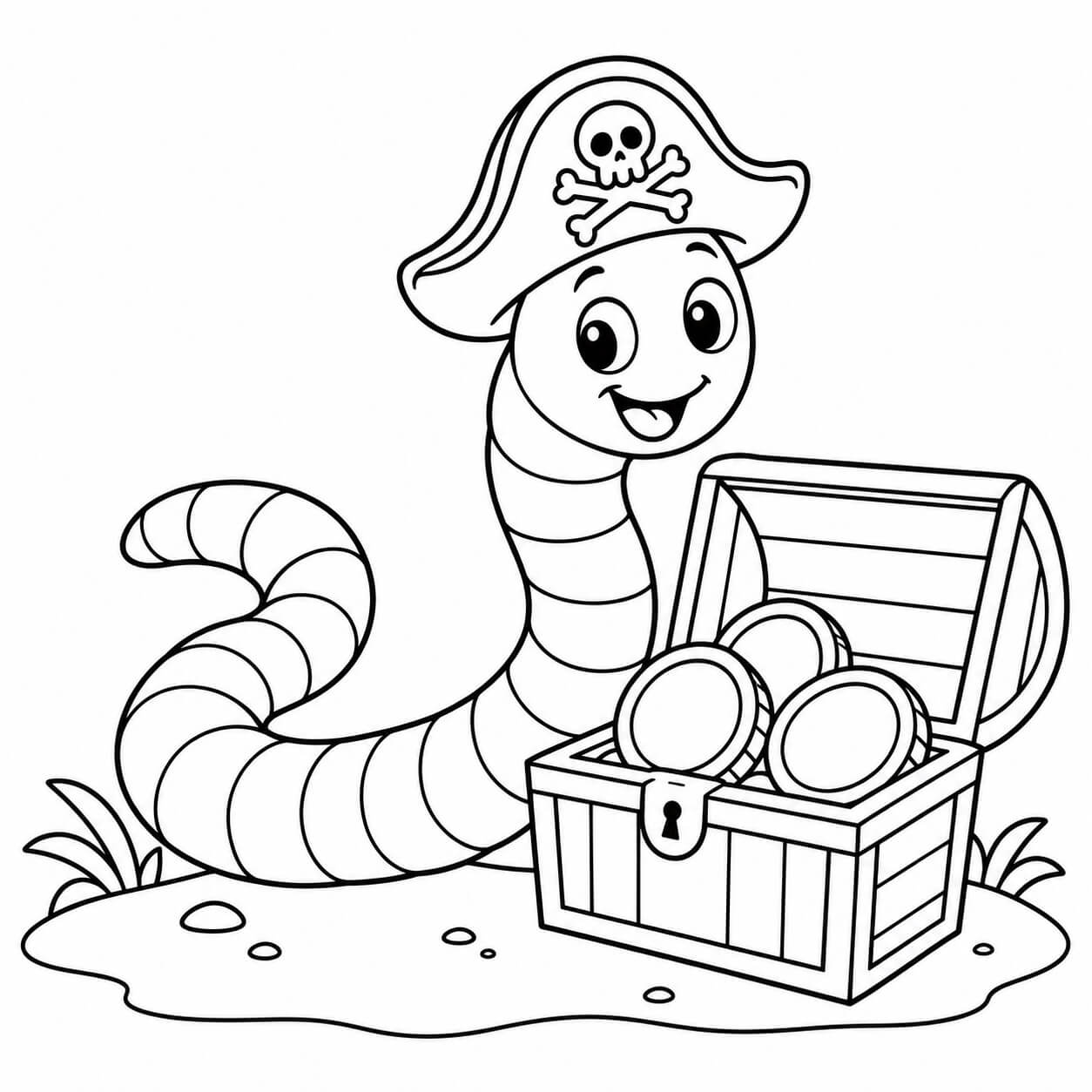 Minhoca pirata para colorir para colorir