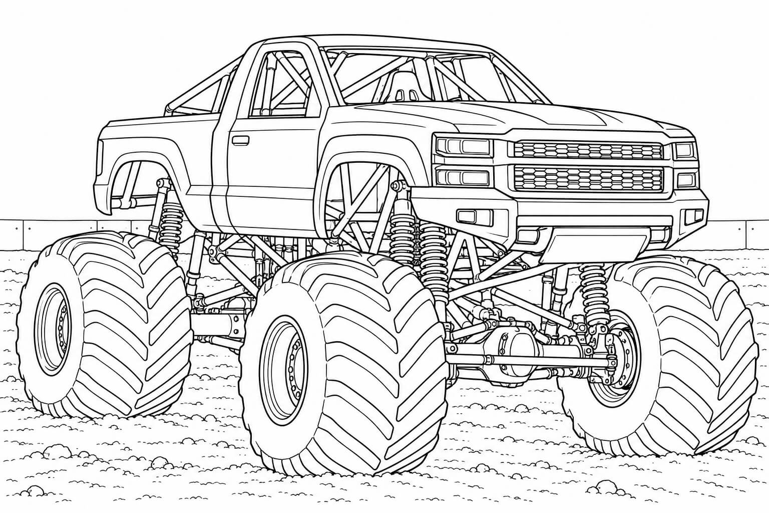 Monster truck realista na arena para colorir para colorir