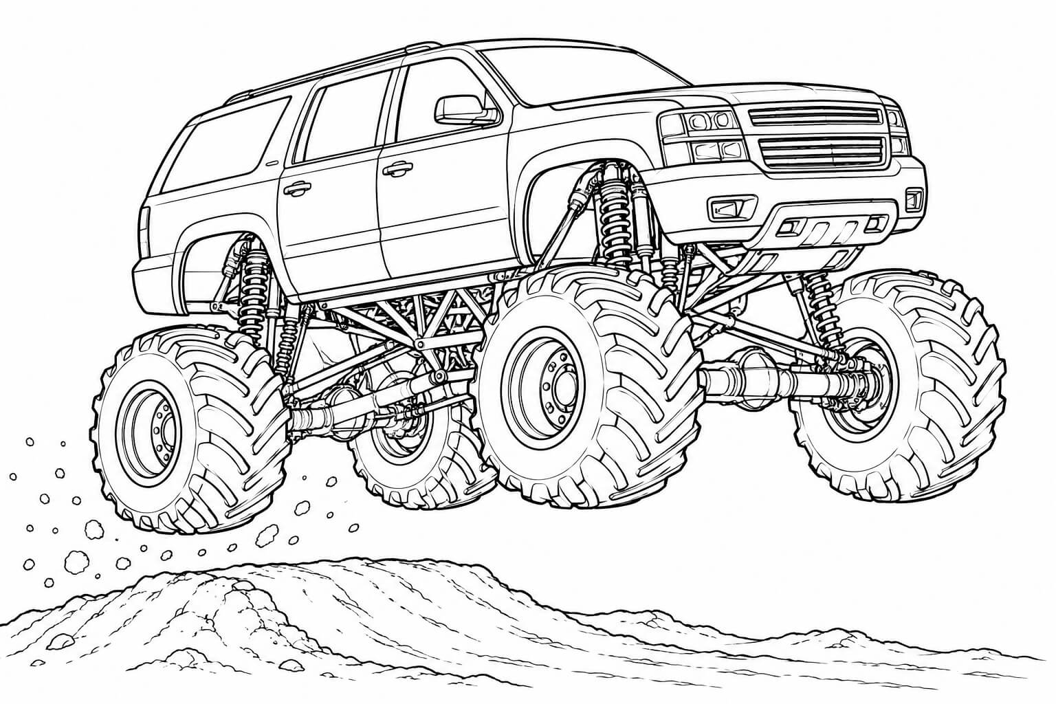 Monster truck realista saltando para colorir para colorir