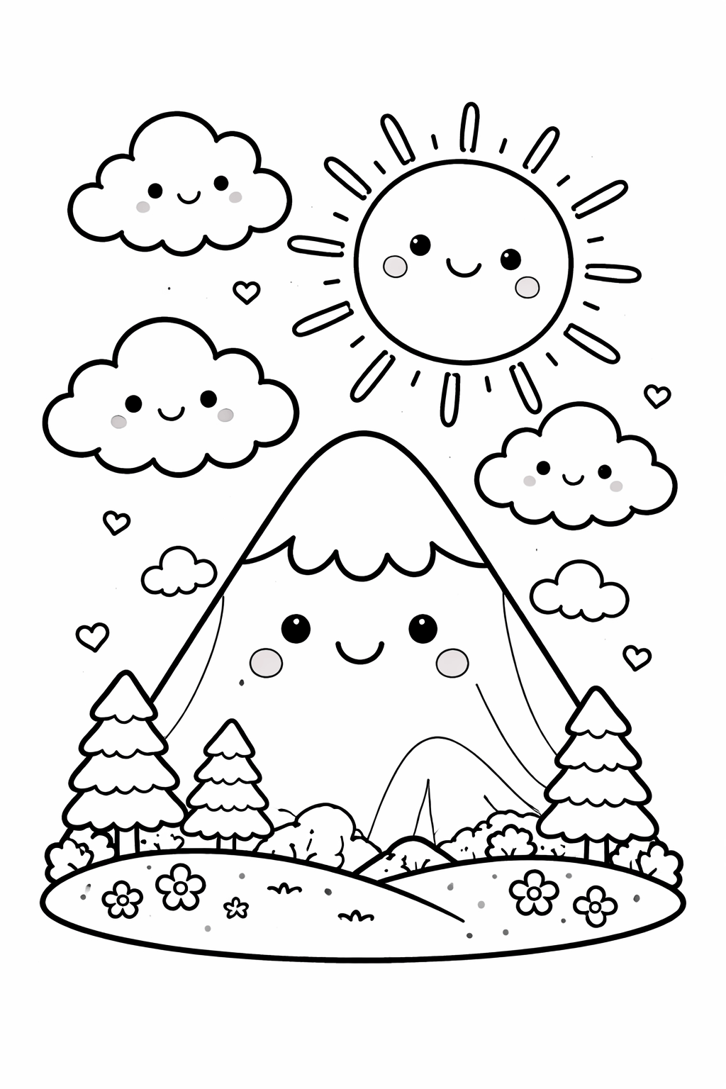 Montanha infantil para colorir para colorir