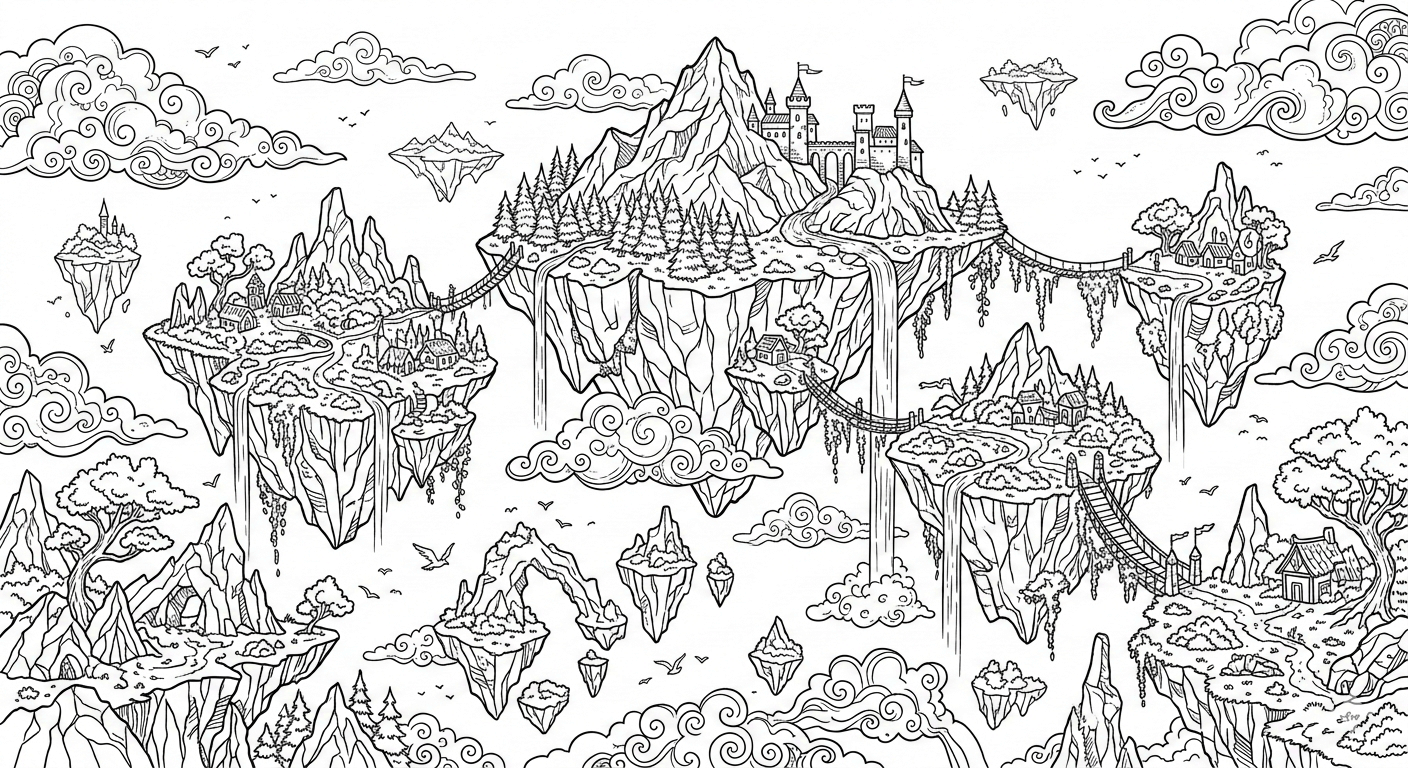 Montanha no ceu para colorir para colorir