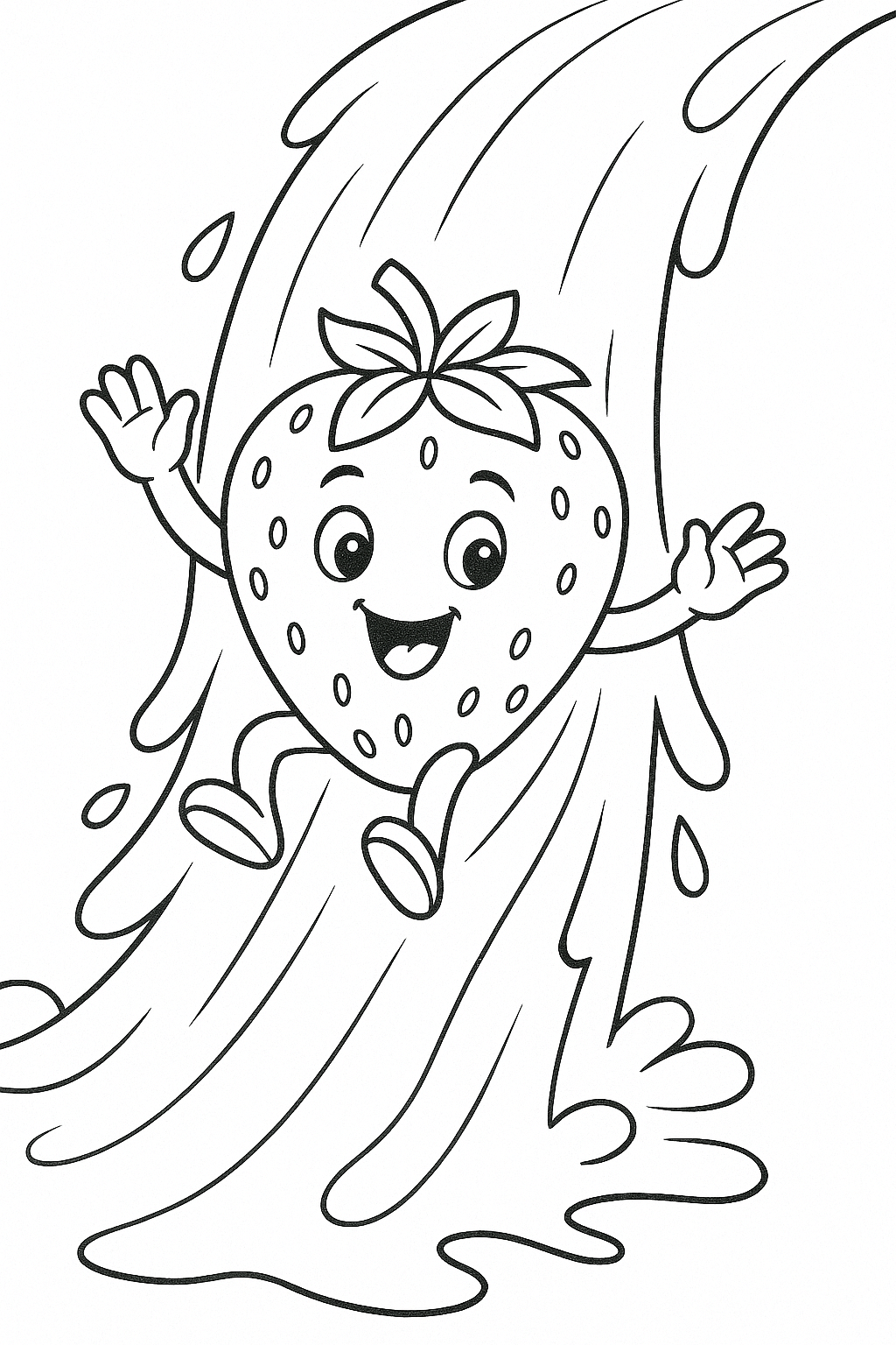 Morangoescorregandonoriacho para colorir