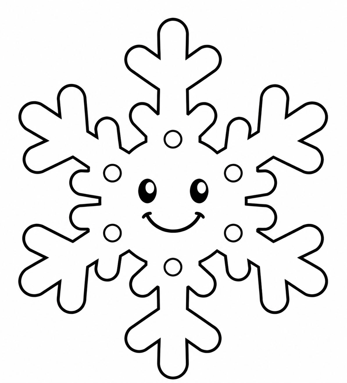 Floco de neve sorridente simples para colorir para colorir