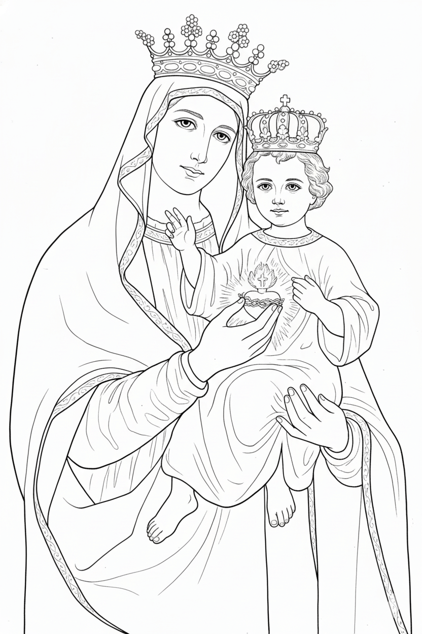 Nossa senhora do sagrado coracao para colorir para colorir