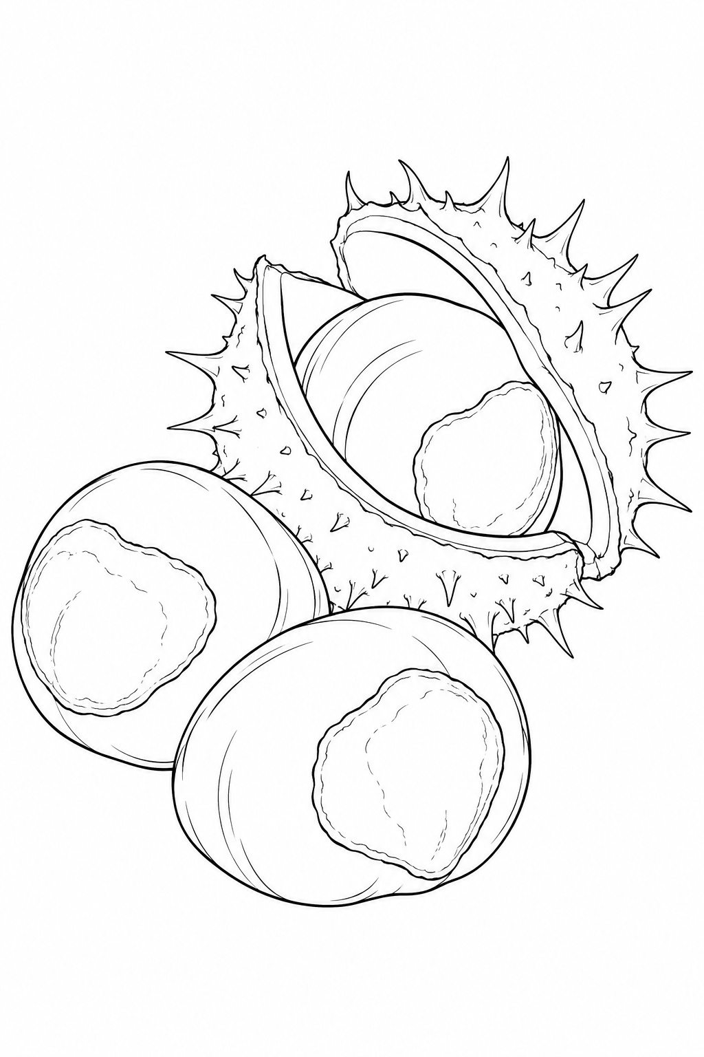 Castanhas com casca realistas para colorir para colorir