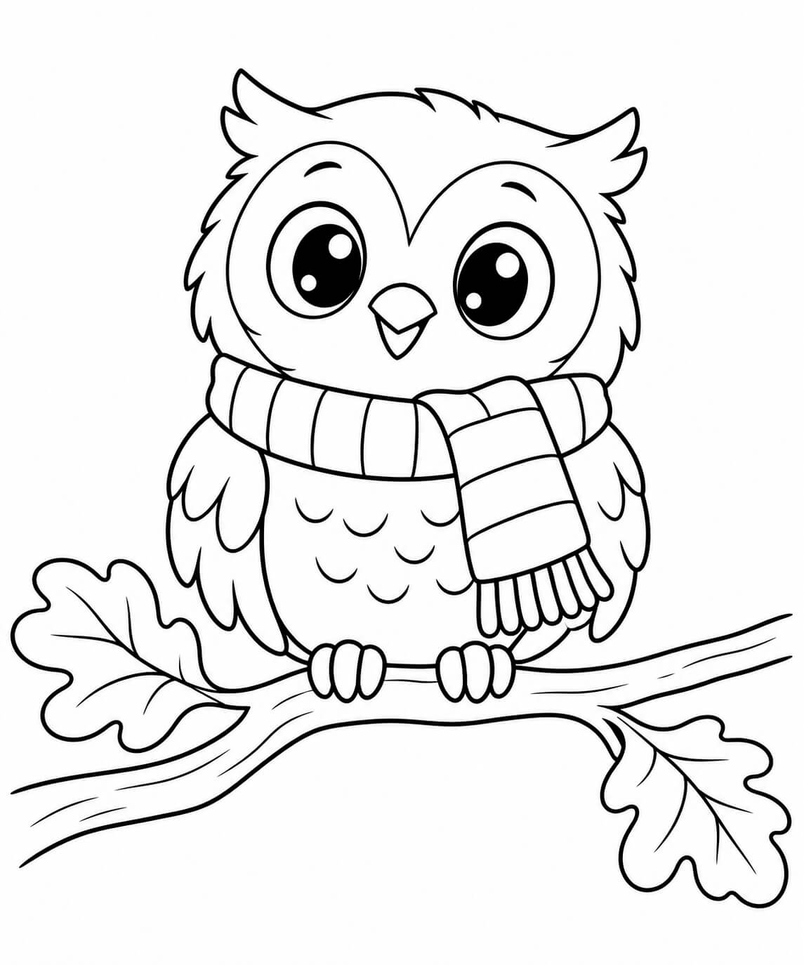 Coruja com cachecol de outono para colorir para colorir
