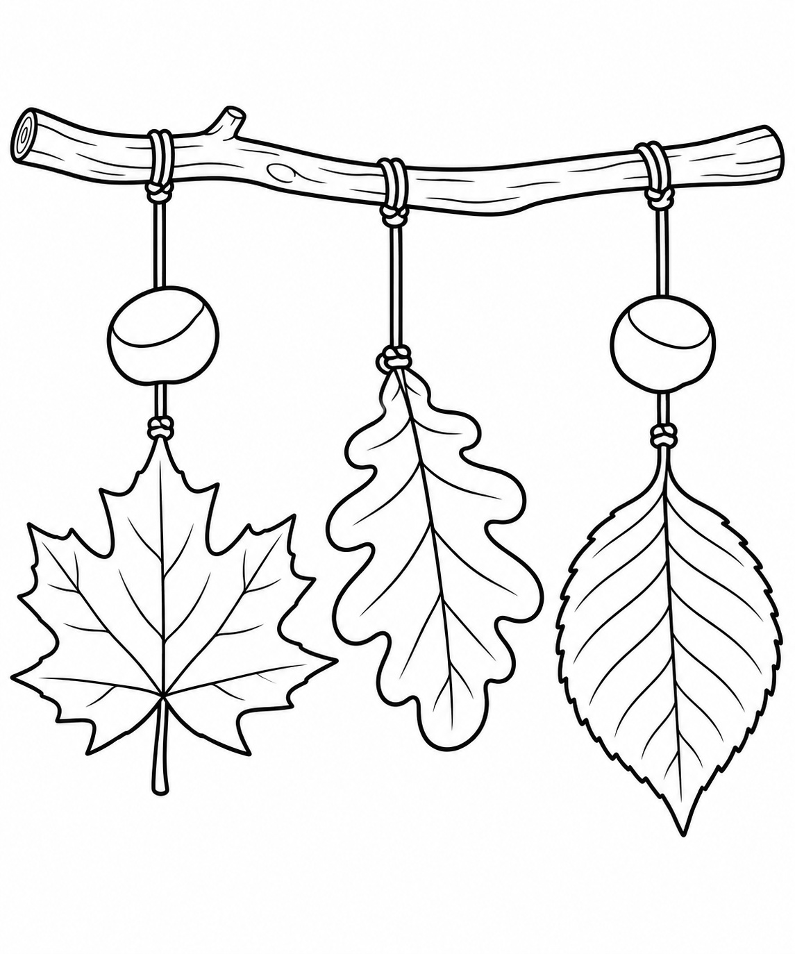 Mobile de folhas de outono para colorir para colorir